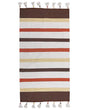 Area Rag Rug Brown and Beige Stripes Cotton 80 x 150 cm Rectangular Hand Woven Beliani