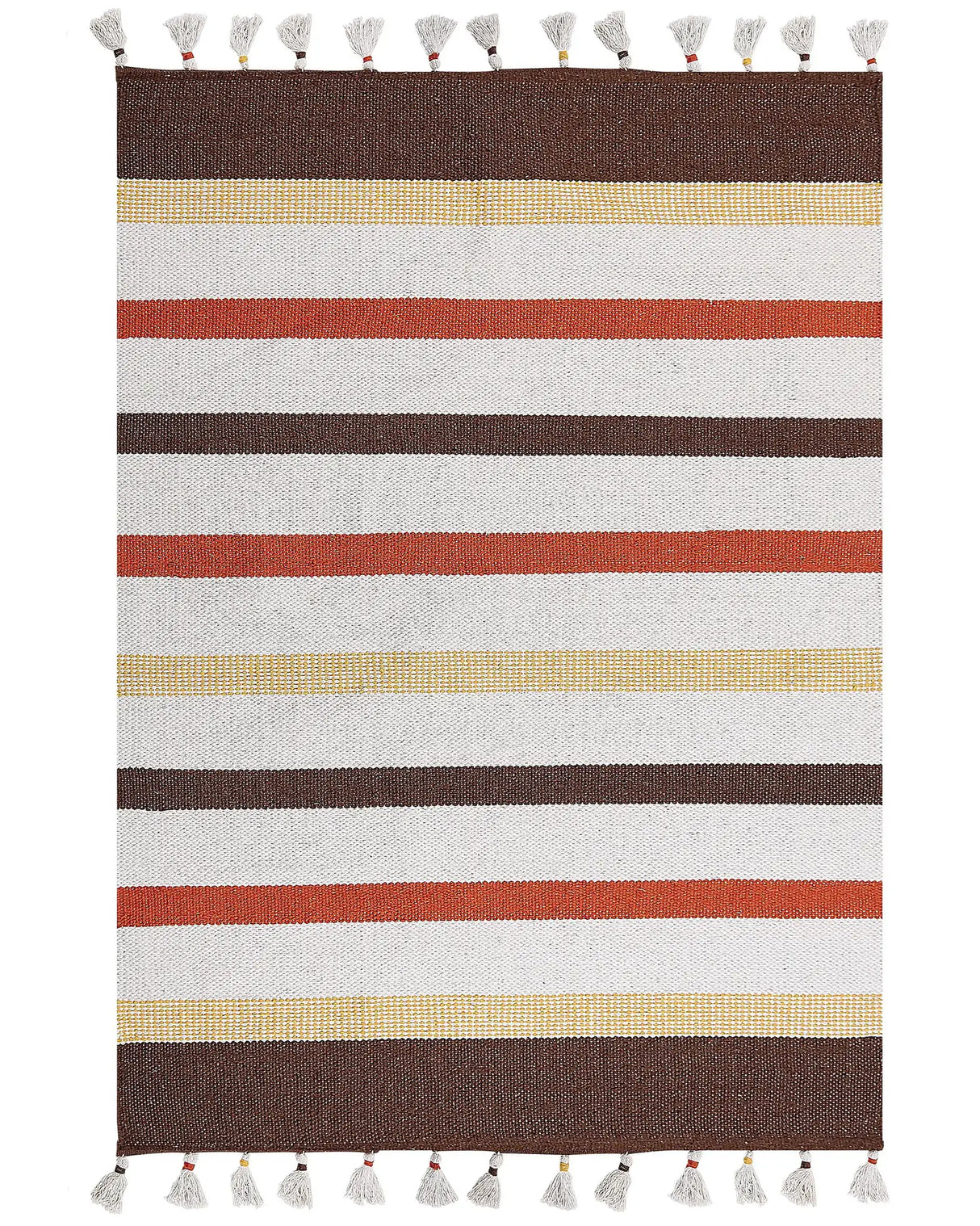 Area Rag Rug Brown and Beige Stripes Cotton 160 x 230 cm Rectangular Hand Woven Beliani
