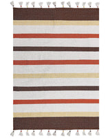 Area Rag Rug Brown and Beige Stripes Cotton 160 x 230 cm Rectangular Hand Woven Beliani