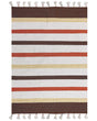 Area Rag Rug Brown and Beige Stripes Cotton 160 x 230 cm Rectangular Hand Woven Beliani