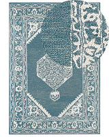 Area Rug White Blue Wool 160 x 230 cm Flat Weave Hand Tufted Oriental Pattern Beliani