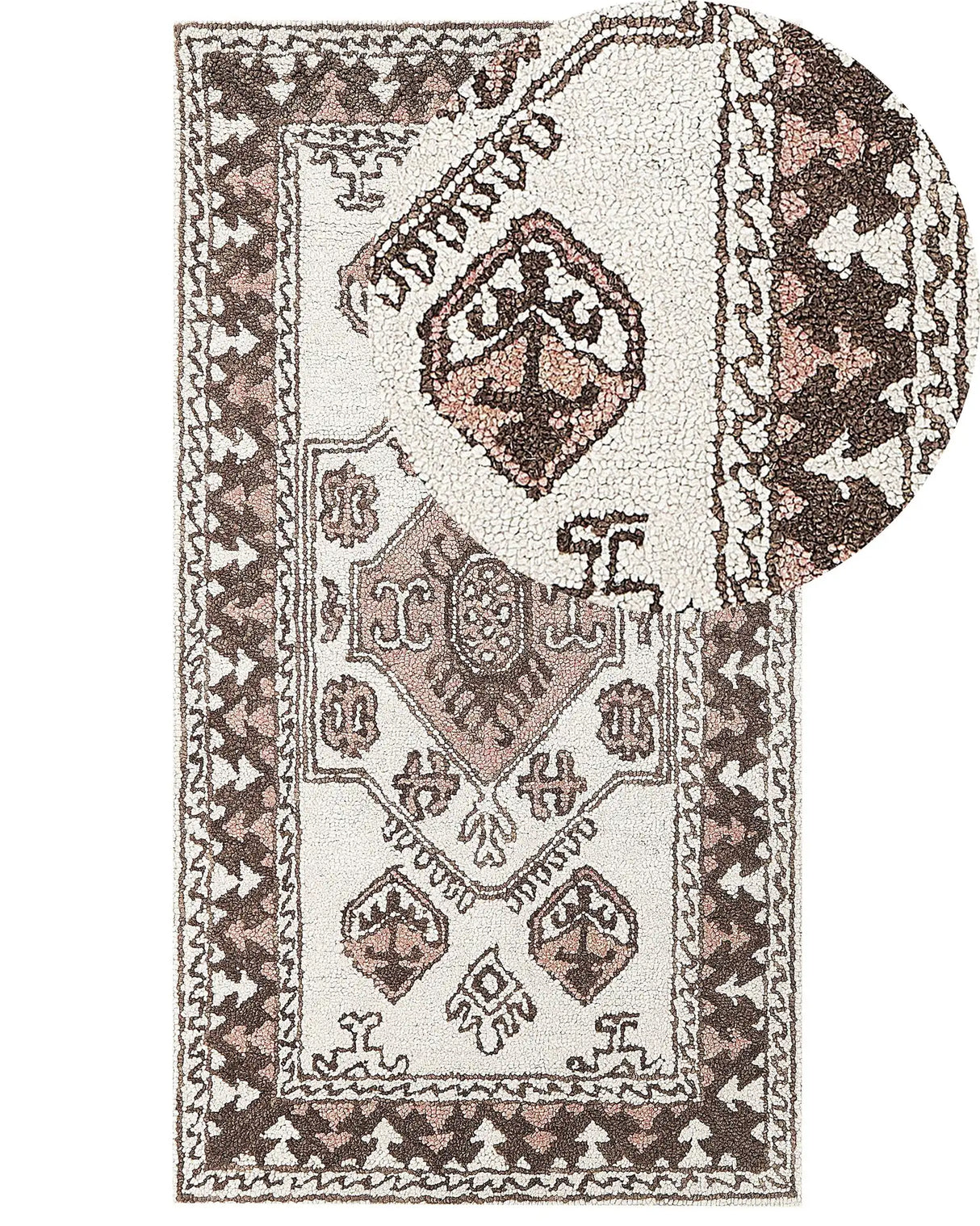 Area Rug Multicolour Wool 80 x 150 cm Hand Tufted Geometric Oriental Pattern Boho Living Room Bedroom Beliani