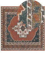 Area Rug Multicolour Wool 200 x 200 cm Hand Tufted Geometric Oriental Pattern Boho Living Room Bedroom Beliani