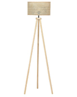 Floor Lamp Natural Rattan Rubber Wood 151 cm Tripod Legs Drum Shade Boho Rustic Living Room Bedroom Beliani