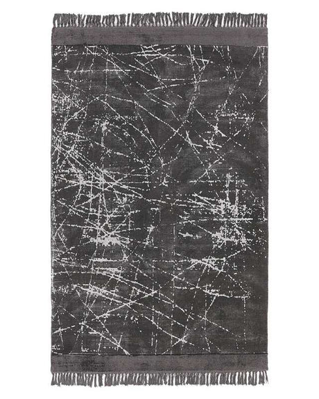 Area Rug Dark Grey Viscose with Cotton Backing with Fringes 140 x 200 cm Style Modern Glam Beliani