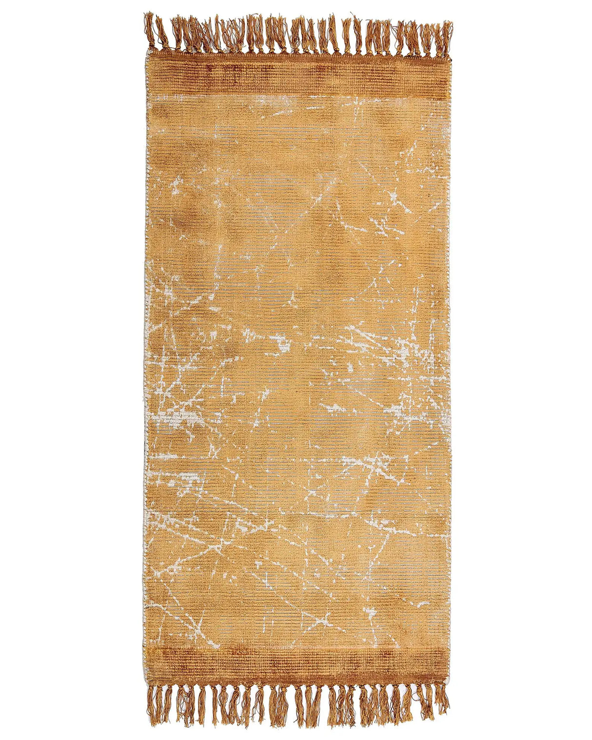 Area Rug Orange Viscose with Cotton Backing with Fringes 80 x 150 cm Style Modern Glam Beliani