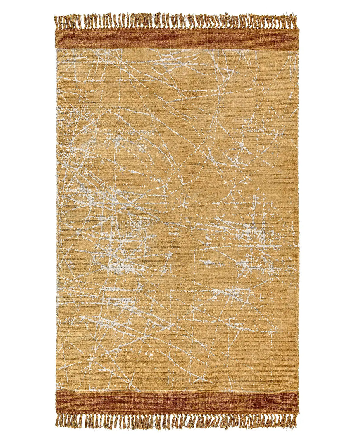 Area Rug Orange Viscose with Cotton Backing with Fringes 140 x 200 cm Style Modern Glam Beliani
