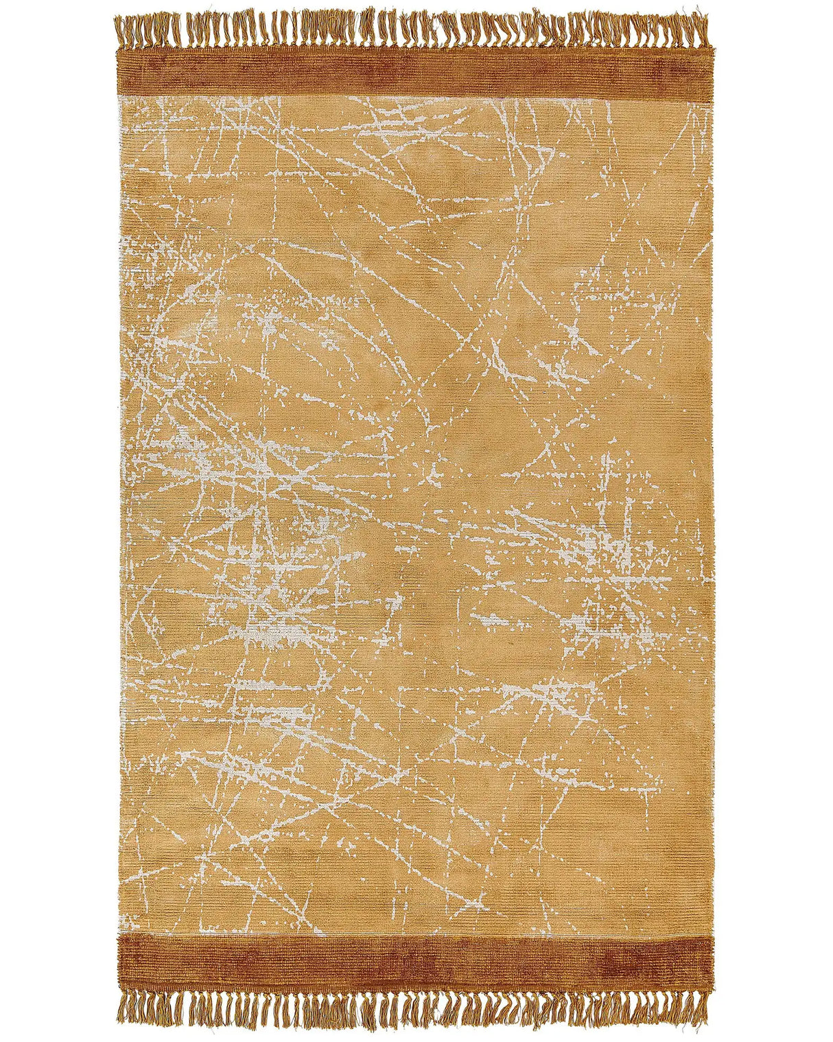 Area Rug Orange Viscose with Cotton Backing with Fringes 160 x 230 cm Style Modern Glam Beliani
