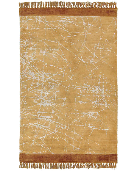Area Rug Orange Viscose with Cotton Backing with Fringes 160 x 230 cm Style Modern Glam Beliani