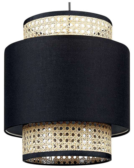 Pendant Lamp Natural Black Rattan Fabric Shade Boho Lighting Hanging Light Beliani