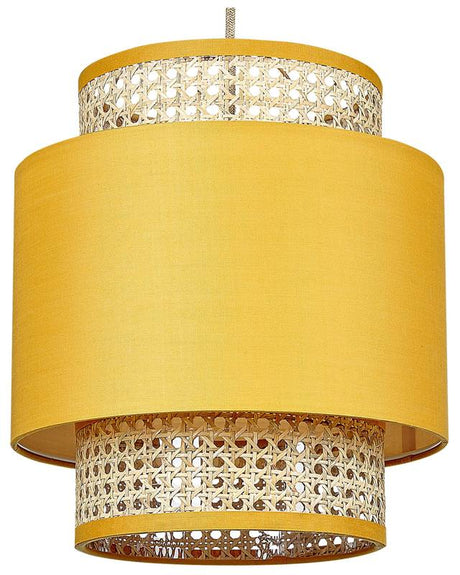 Pendant Lamp Natural Yellow Rattan Fabric Shade Boho Lighting Hanging Light Beliani