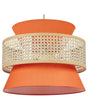 Pendant Lamp Natural Coral Red Rattan Polyester Shade Boho Lighting Hanging Light Beliani