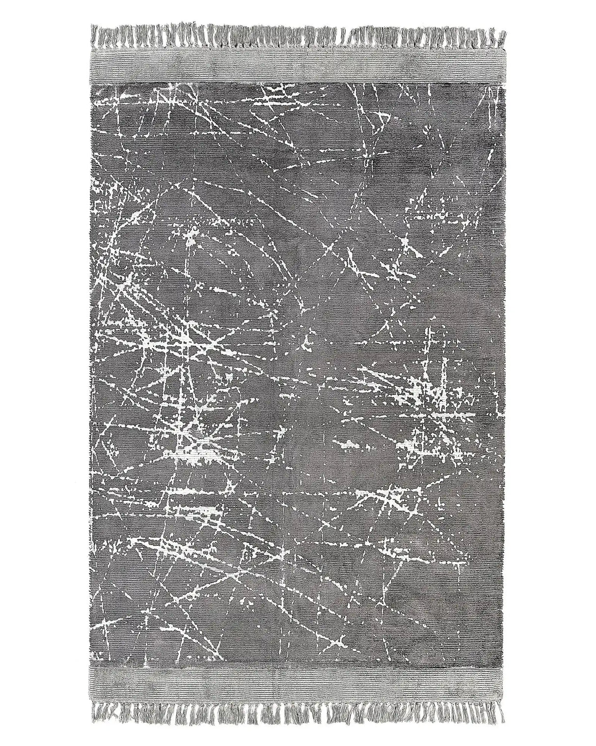 Area Rug Grey Viscose with Cotton Backing with Fringes 140 x 200 cm Style Modern Glam Beliani