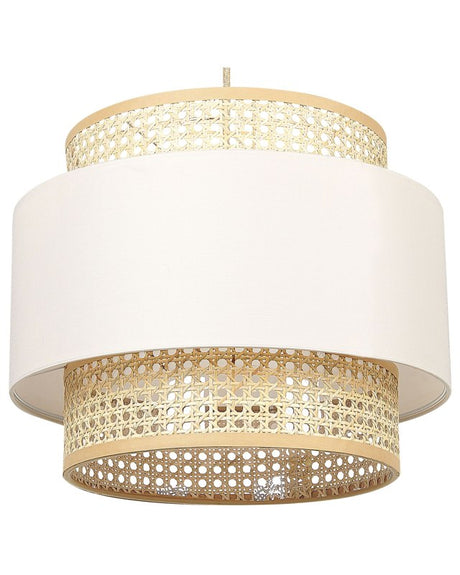 Pendant Lamp Natural Beige Rattan Polyester Shade Boho Lighting Hanging Light Beliani