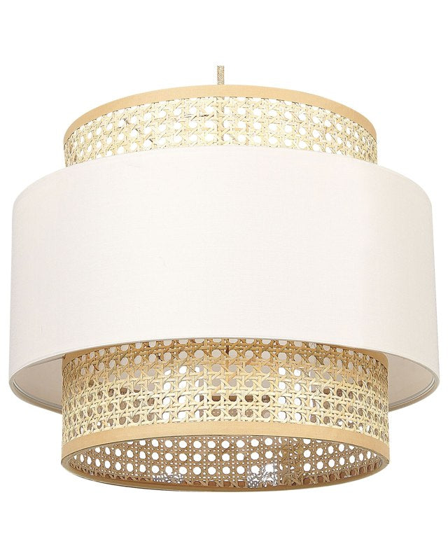 Pendant Lamp Natural Beige Rattan Polyester Shade Boho Lighting Hanging Light Beliani