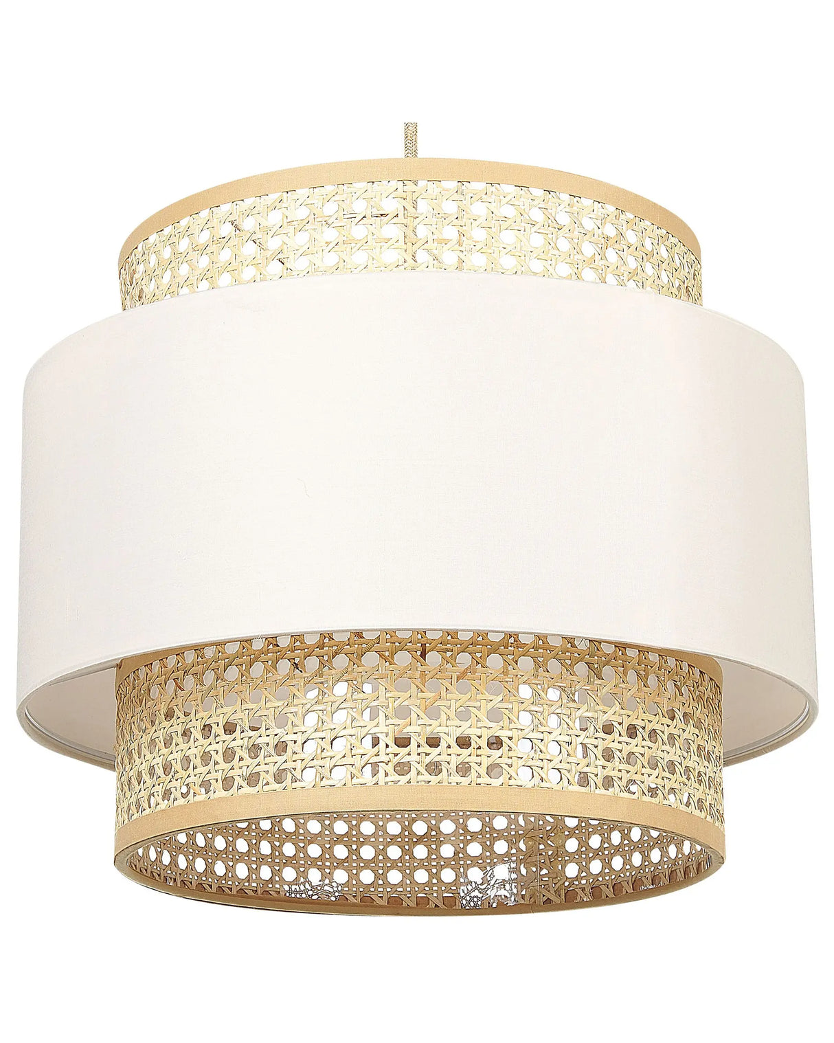 Pendant Lamp Natural Beige Rattan Polyester Shade Boho Lighting Hanging Light Beliani