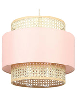 Pendant Lamp Natural Pink Rattan Polyester Shade Boho Lighting Hanging Light Beliani