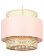Pendant Lamp Natural Pink Rattan Polyester Shade Boho Lighting Hanging Light Beliani