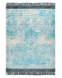 Area Rug Blue and Beige Viscose with Cotton Backing with Fringes 140 x 200 cm Style Vintage Distressed Pattern Beliani