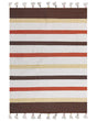 Area Rag Rug Brown and Beige Stripes Cotton 140 x 200 cm Rectangular Hand Woven Beliani