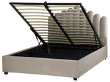 Storage Bed Taupe Velvet EU Double Size 4ft6 Sea Shell Headboard Slatted Base 140 x 200 cm Beliani