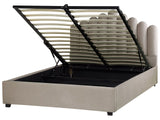 Storage Bed Taupe Velvet EU King Size 5ft3 Sea Shell Headboard Slatted Base 160 x 200 cm Beliani