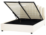 Storage Bed Off White Velvet EU King Size 5ft3 Sea Shell Headboard Slatted Base  Beliani