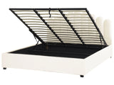 Storage Bed Off White Velvet EU Super King Size 6ft Sea Shell Headboard Slatted Base  Beliani