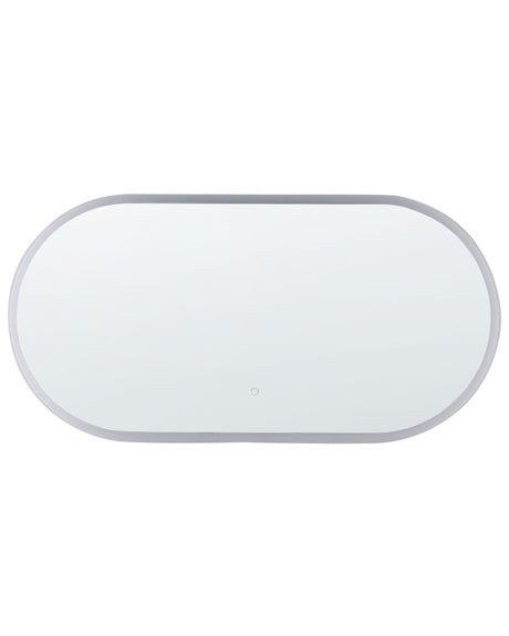 Wall Mounted Hanging LED Mirror 120 x 60 cm Oval Modern Contemporary Bathroom Vanity Make-Up Bedroom Beliani