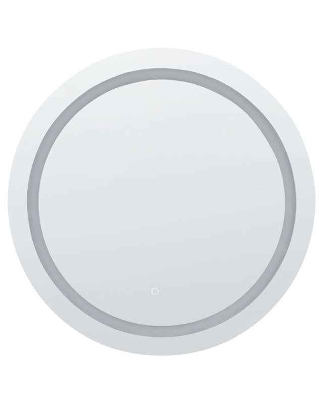Wall Mounted Hanging LED Mirror  79 cm Round Modern Contemporary Bathroom Vanity Make-Up Bedroom Beliani