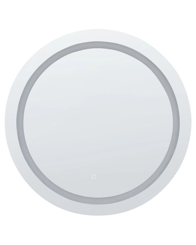 Wall Mounted Hanging LED Mirror  79 cm Round Modern Contemporary Bathroom Vanity Make-Up Bedroom Beliani