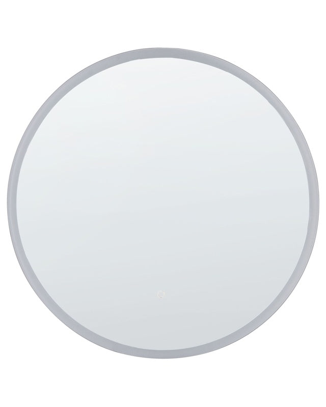 Wall Mounted Hanging LED Mirror ø 79 cm Round Modern Contemporary Bathroom Vanity Make-Up Bedroom Beliani