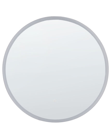 Wall Mounted Hanging LED Mirror ø 79 cm Round Modern Contemporary Bathroom Vanity Make-Up Bedroom Beliani