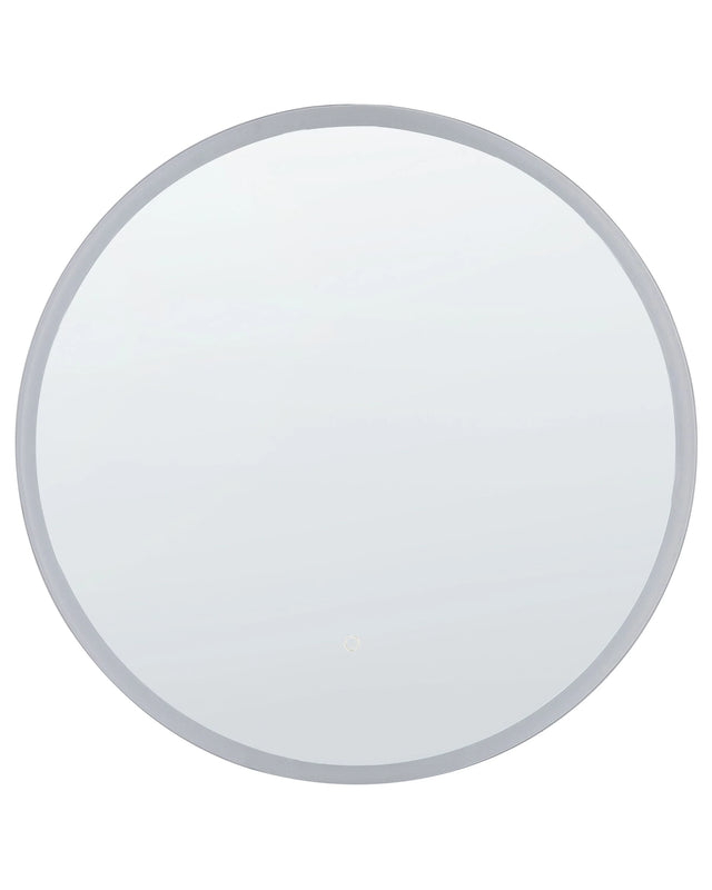 Wall Mounted Hanging LED Mirror  79 cm Round Modern Contemporary Bathroom Vanity Make-Up Bedroom Beliani