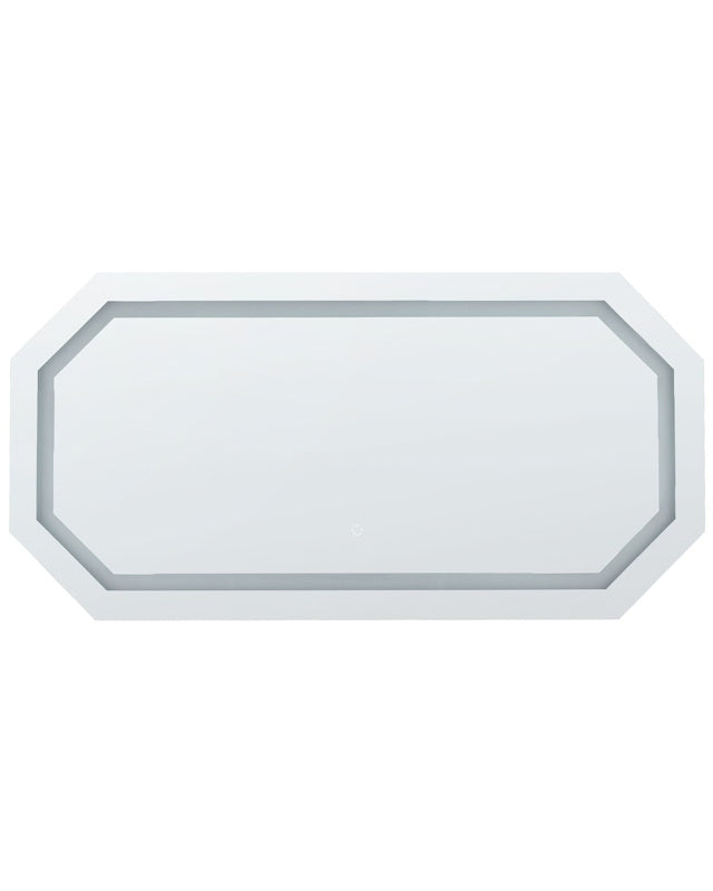 Wall Mounted Hanging LED Mirror 120 x 60 cm Octagonal Modern Contemporary Bathroom Vanity Make-Up Bedroom Beliani