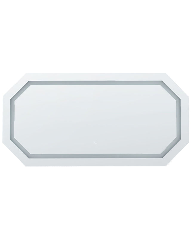 Wall Mounted Hanging LED Mirror 120 x 60 cm Octagonal Modern Contemporary Bathroom Vanity Make-Up Bedroom Beliani