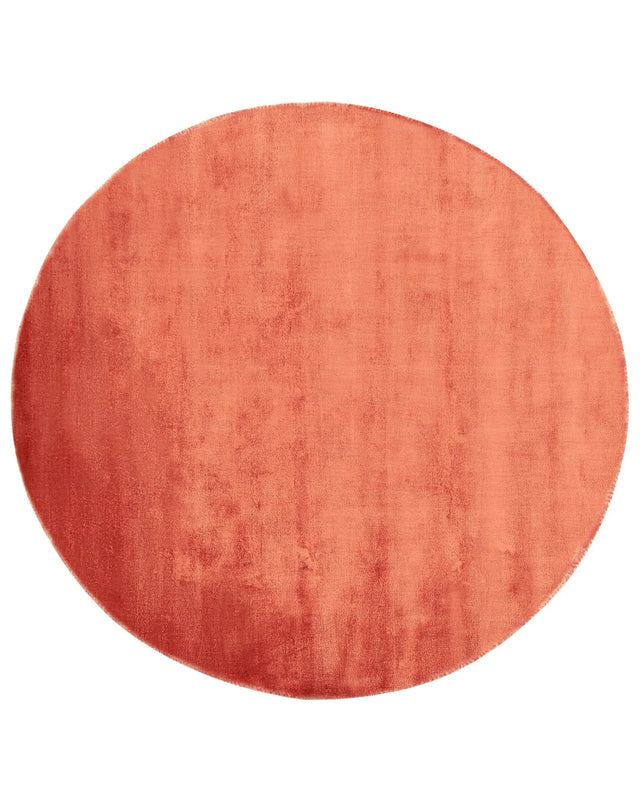 Rug Orange Viscose Round 140 cm Hand Tufted Low Pile Modern Beliani