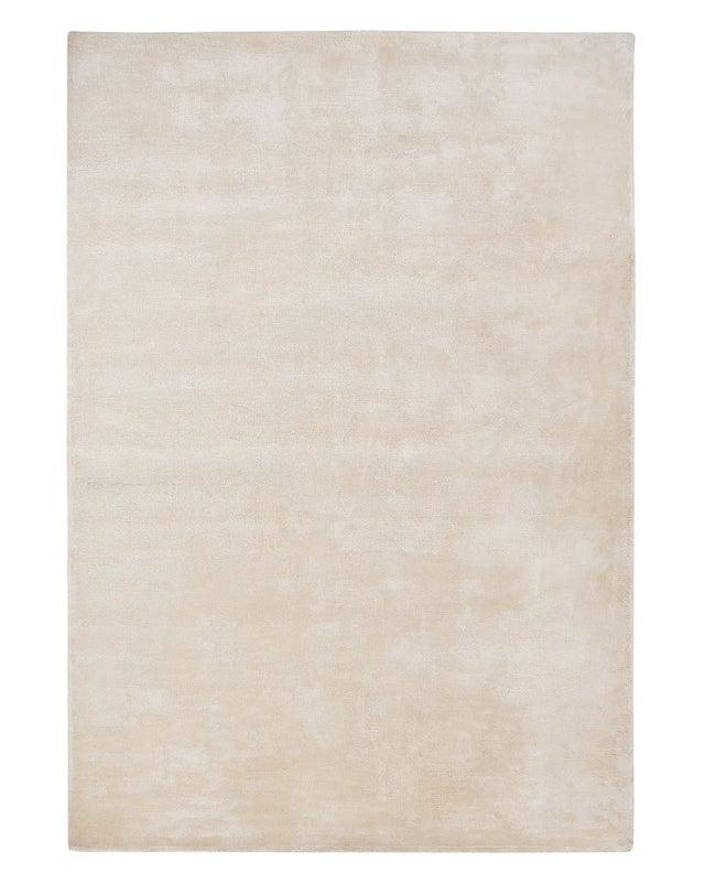 Area Rug Light Beige Viscose 140 x 200 cm Tufted Low Pile Modern Beliani