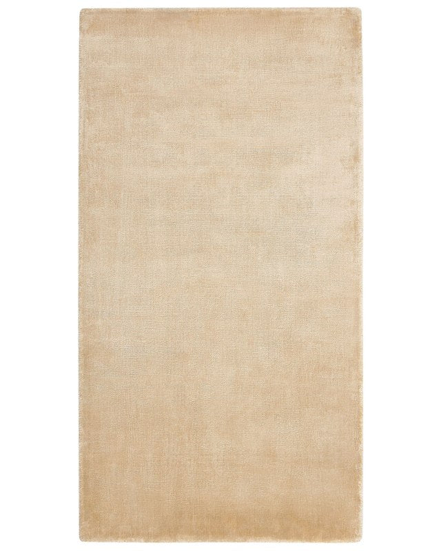 Area Rug Golden Viscose 80 x 150 cm Tufted Low Pile Modern Beliani