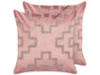 Set of 2 Decorative Cushions Pink Velvet 45 x 45 cm Geometric Pattern Glamour Decor Accessories Beliani