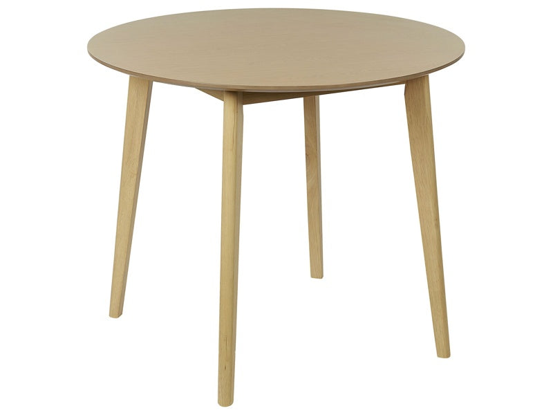 Dining Table Light Wood MDF Rubberwood 90 cm Round for 4 People Scandinavian Dining Room Beliani