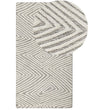 Area Rug White and Grey Wool 80 x 150 cm Hand Woven Geometric Pattern Scandinavian Style Living Room Bedroom Beliani