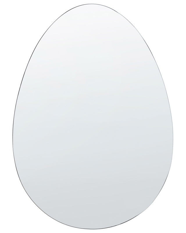 Wall Mirror Silver Glass 50 x 70 cm Frameless Oval Shape Hanging Decoration Beliani