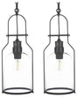 Set of 2 Pendant Lamps Black Metal 166 cm Frame Clear Glass Shade Retro Style Ceiling Light Beliani