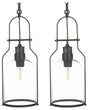 Set of 2 Pendant Lamps Black Metal 166 cm Frame Clear Glass Shade Retro Style Ceiling Light Beliani