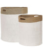 Set of 2 Cotton Storage Baskets Laundry Bins White and Light Beige  Beliani