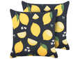 Decorative Cushion Black and Yellow Fabric 45 x 45 cm Lemon Print Square Modern Spring Summer Decor Accessories Beliani