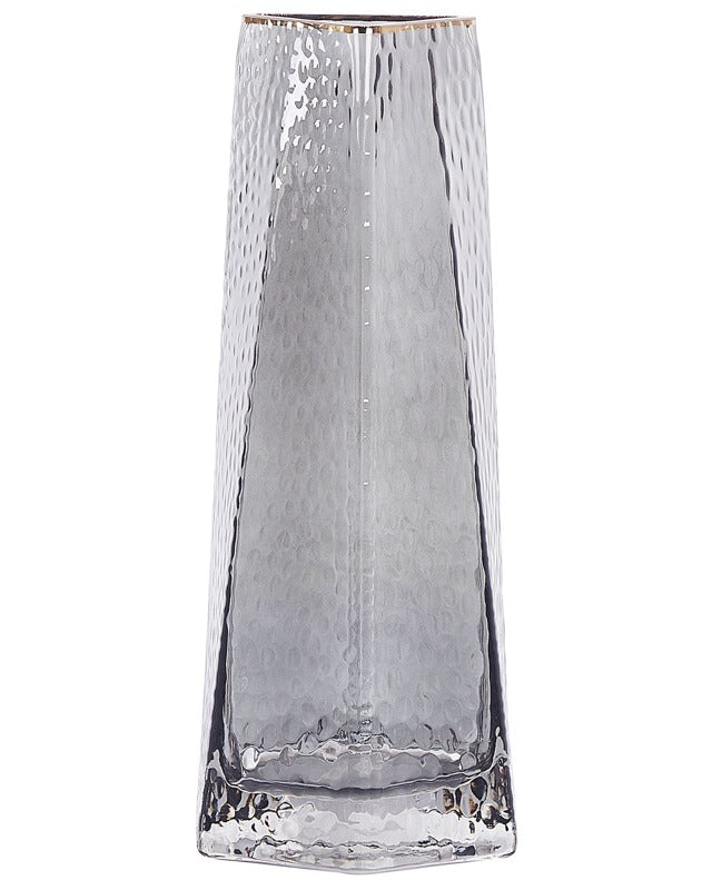 Flower Vase Grey Glass 27 cm Decorative Tabletop Home Decoration Modern Design Beliani