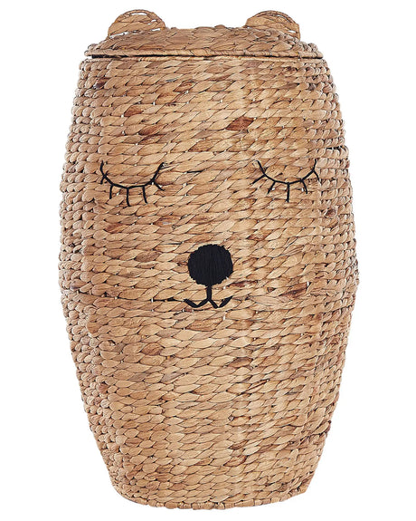 Wicker Bear Basket Natural Water Hyacinth Woven Toy Hamper Child's Room Accessory Beliani