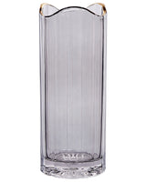 Flower Vase Grey Glass 30 cm Decorative Tabletop Golden Accent Home Decoration Modern Design Beliani